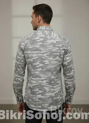 Grey & White Men's Camouflage Shirt